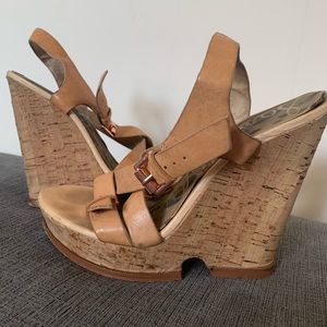 Sam Edelman Rose Gold and Leather Wedges, size 8
